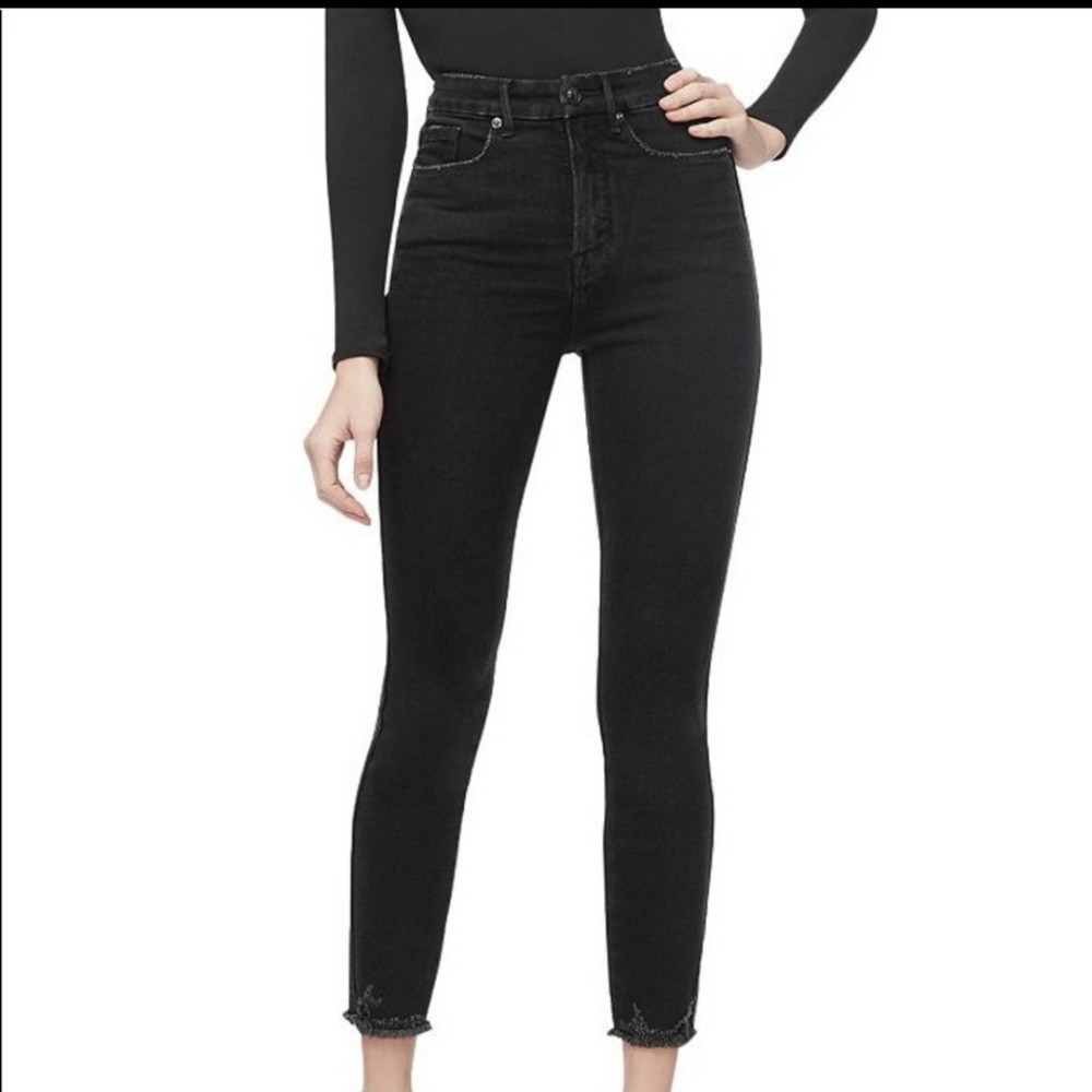 Good American good waist crop black skinny jeans sz 00/24